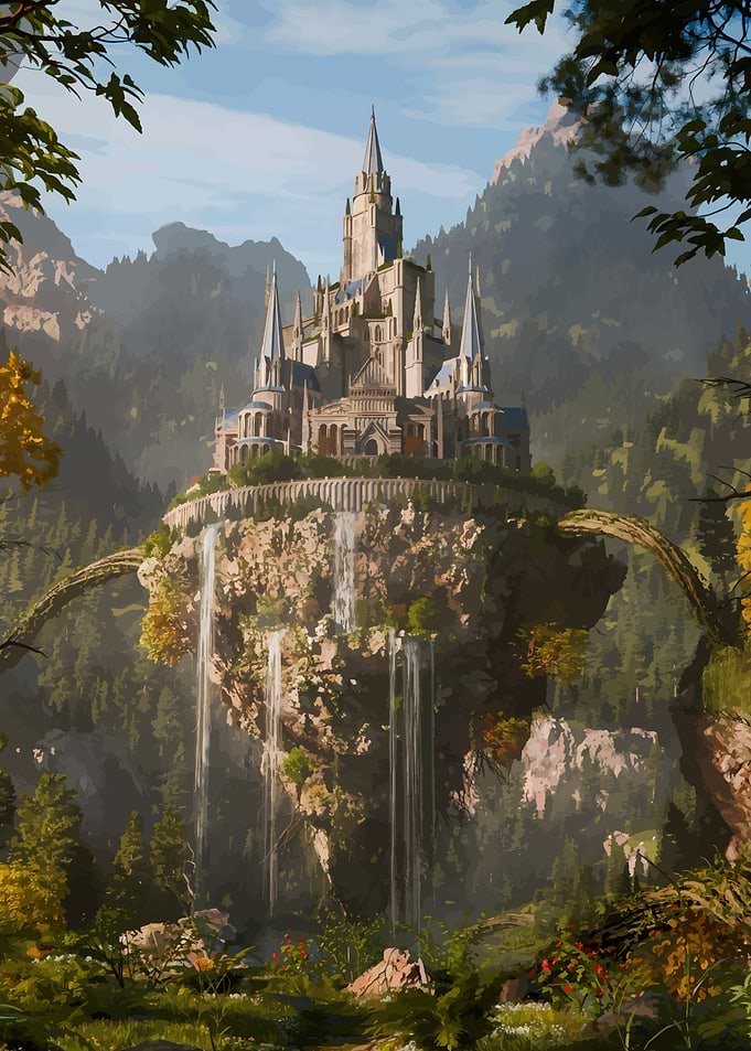 Fantasy Castle on Floating Island
