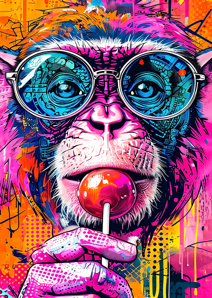 Monkey with Glasses and Lollipop