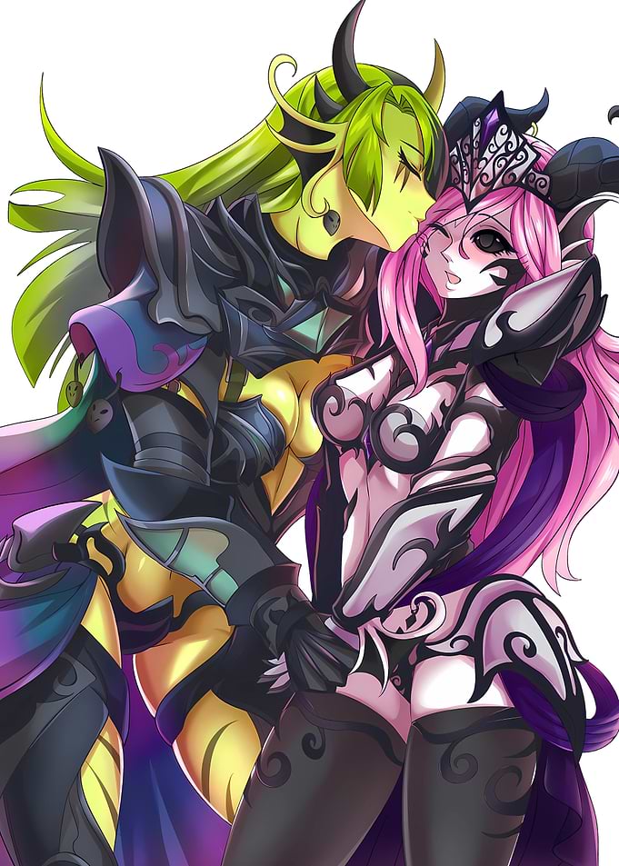 Anime-style Embrace of Two Female Characters