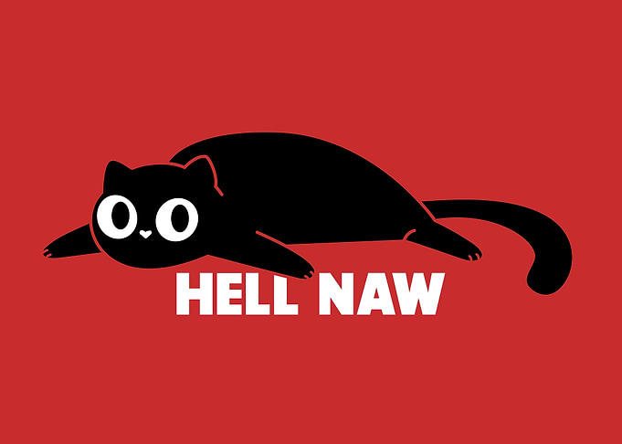 Black Cat Hell Naw Illustration