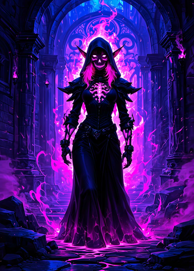 Dark Elf Sorceress in Purple Light