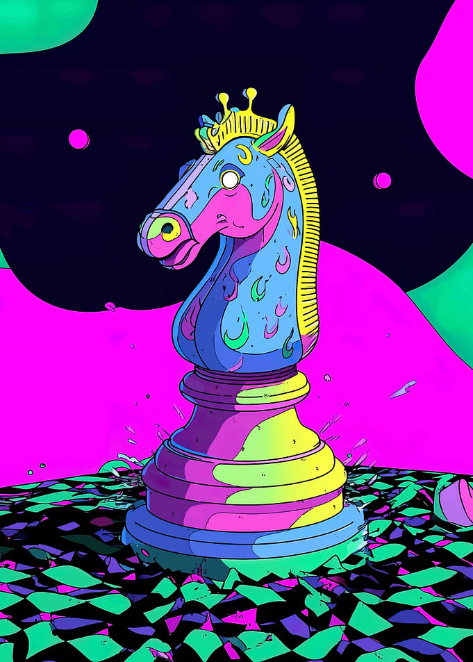 Colorful Chess Knight Piece Illustration