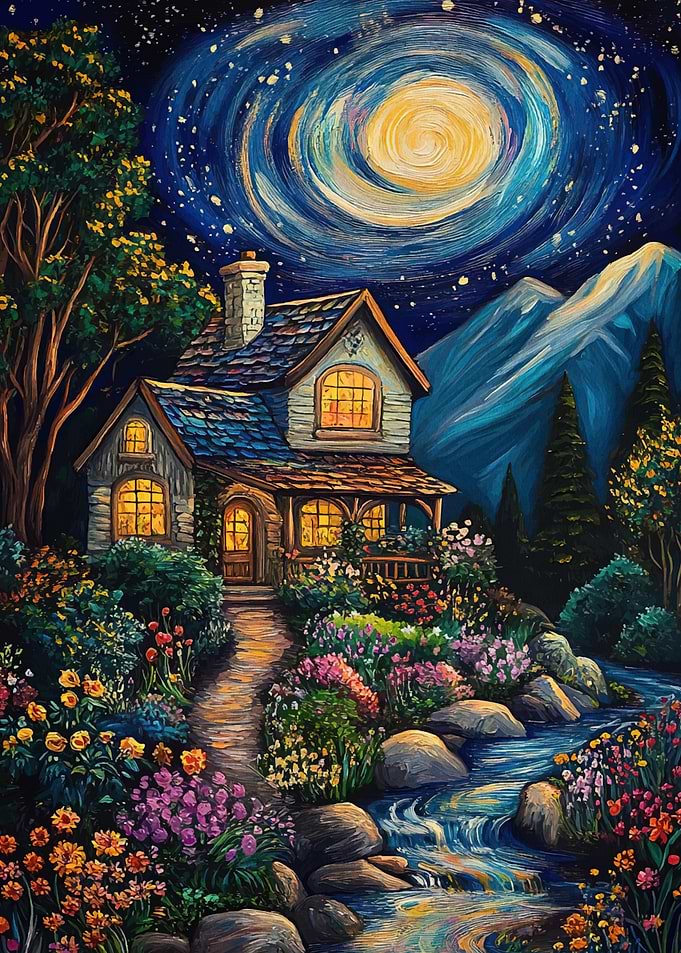 Night Landscape House
