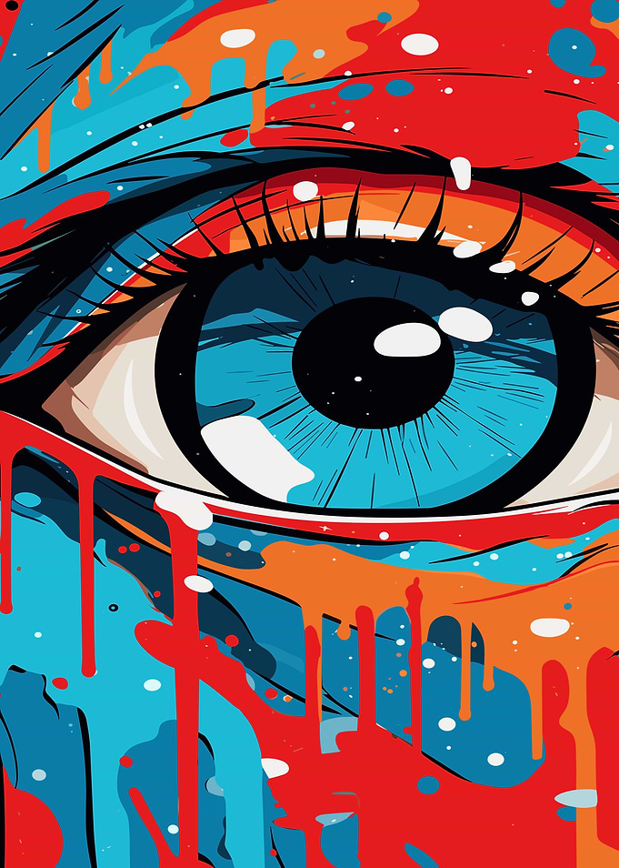 Abstract Eye Art with Dripping Paint