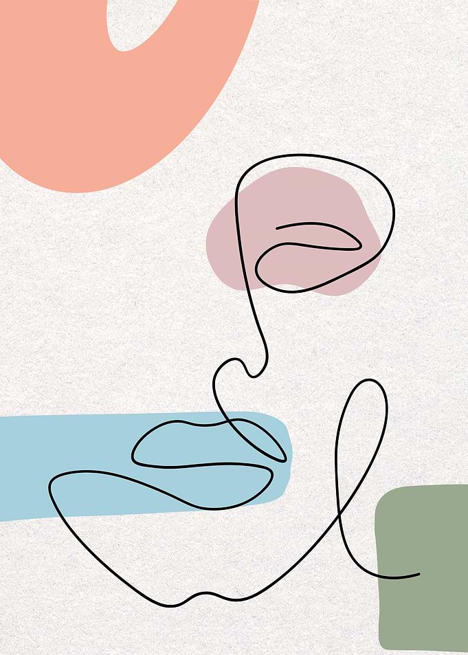 Abstract Face Line Art