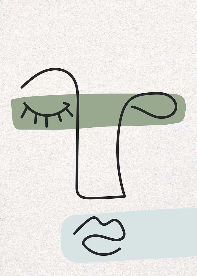 Abstract Face Line Art
