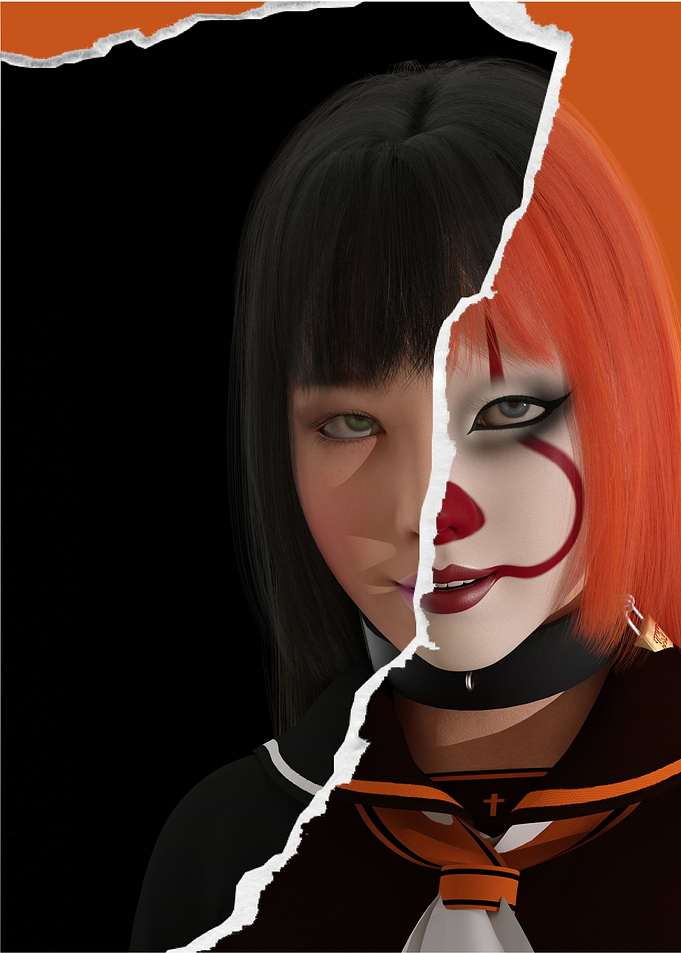 Half Clown Girl Portrait