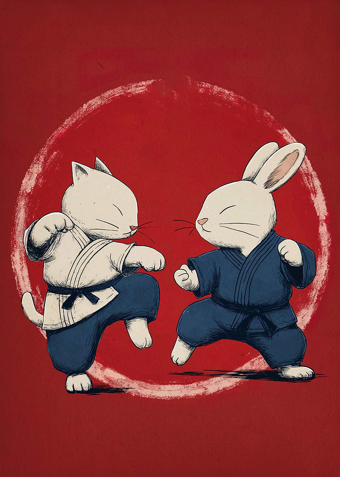 Cat and Rabbit Martial Arts Duel