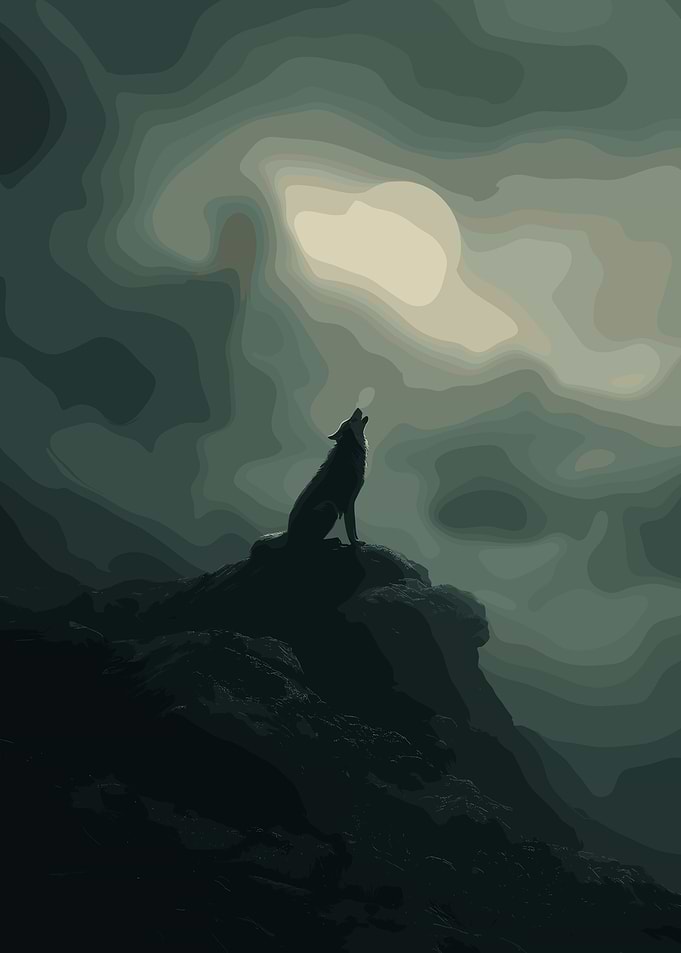 Wolf Howling at the Moon