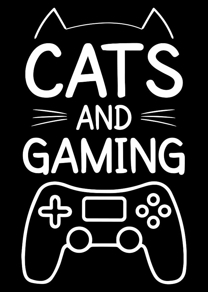 Cats and Gaming White Graphic