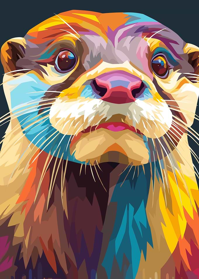 Colorful Otter Portrait