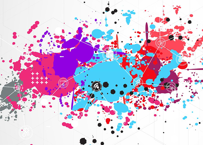 Colorful Splatter with Technology Icons