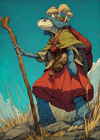 Turtlefolk Wanderer with Mushrooms