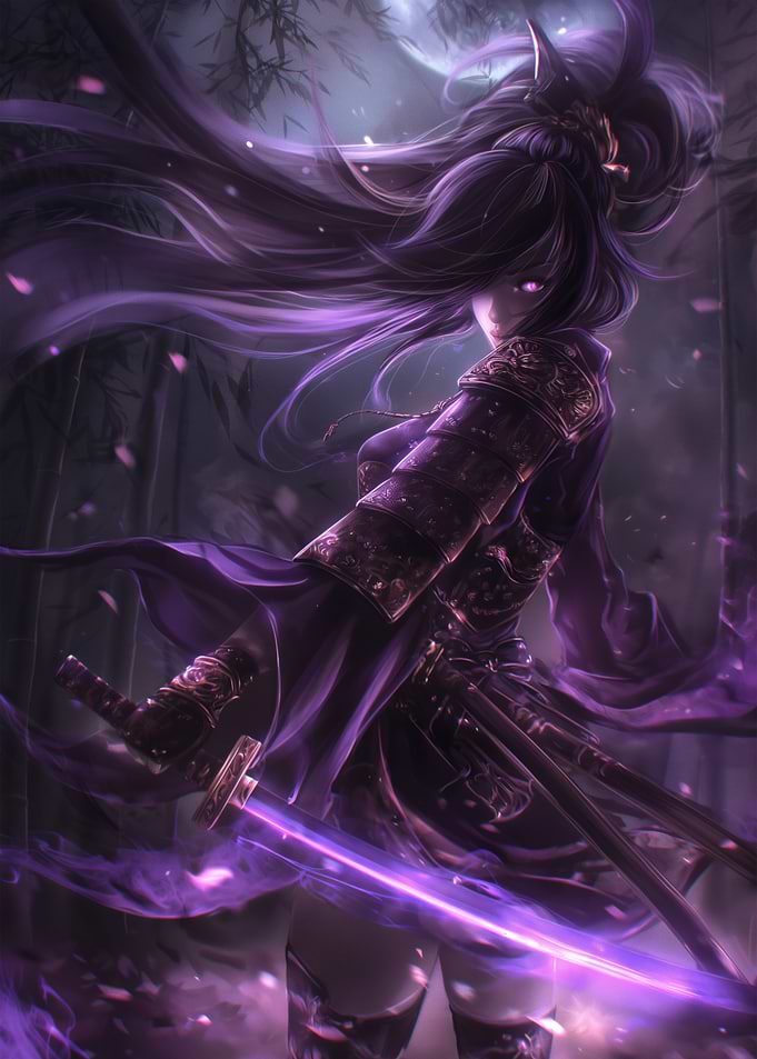 Purple Samurai Warrior Woman