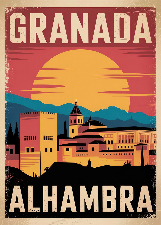 Granada Alhambra Vintage Travel Poster