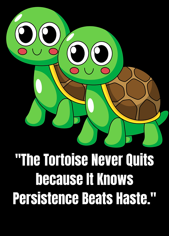 Cartoon Turtles with Motivational Quote