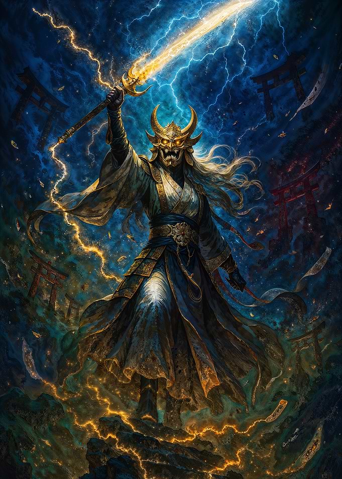 Japanese Warrior with Lightning Sword