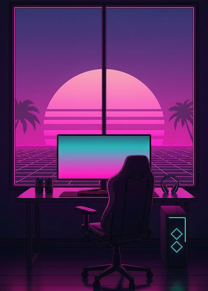 Vaporwave Aesthetic Gaming Desk