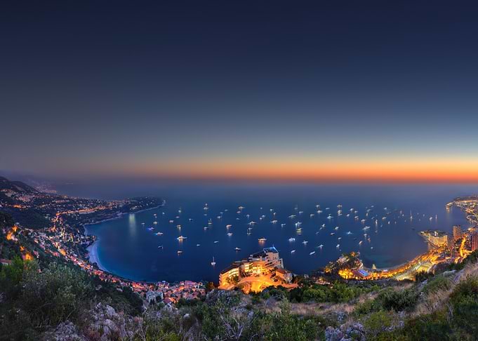 monaco coastline at dusk