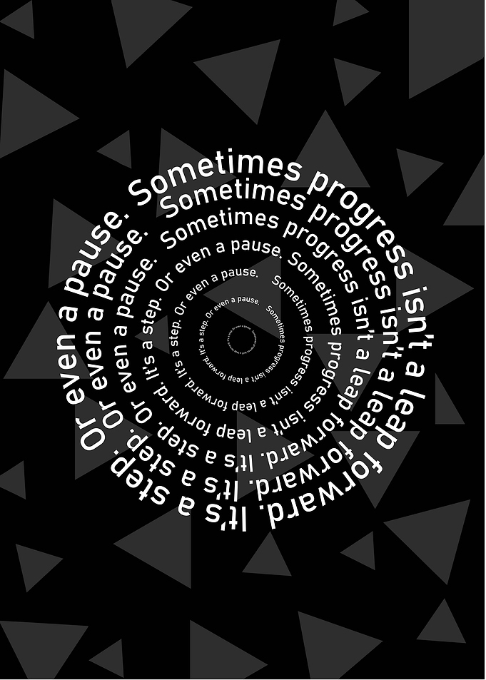 Progress Motivational Spiral Text Art