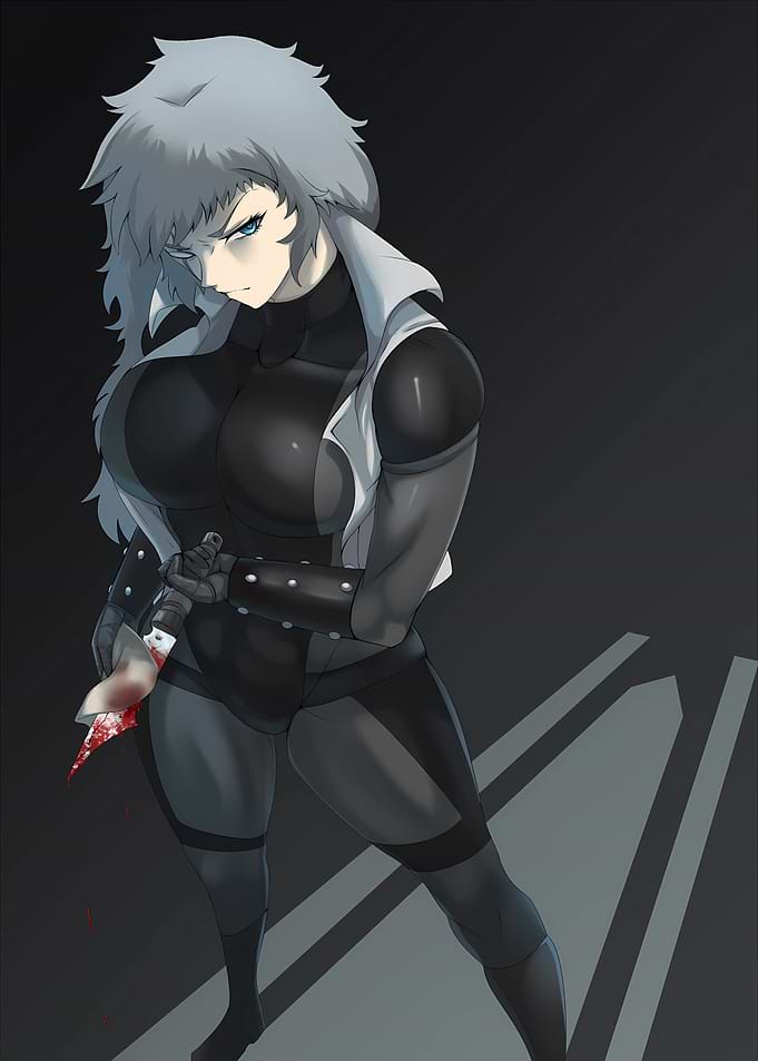 Anime Woman with Bloody Knife
