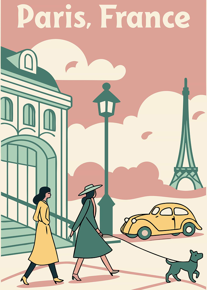 Paris, France Travel Poster Illustration