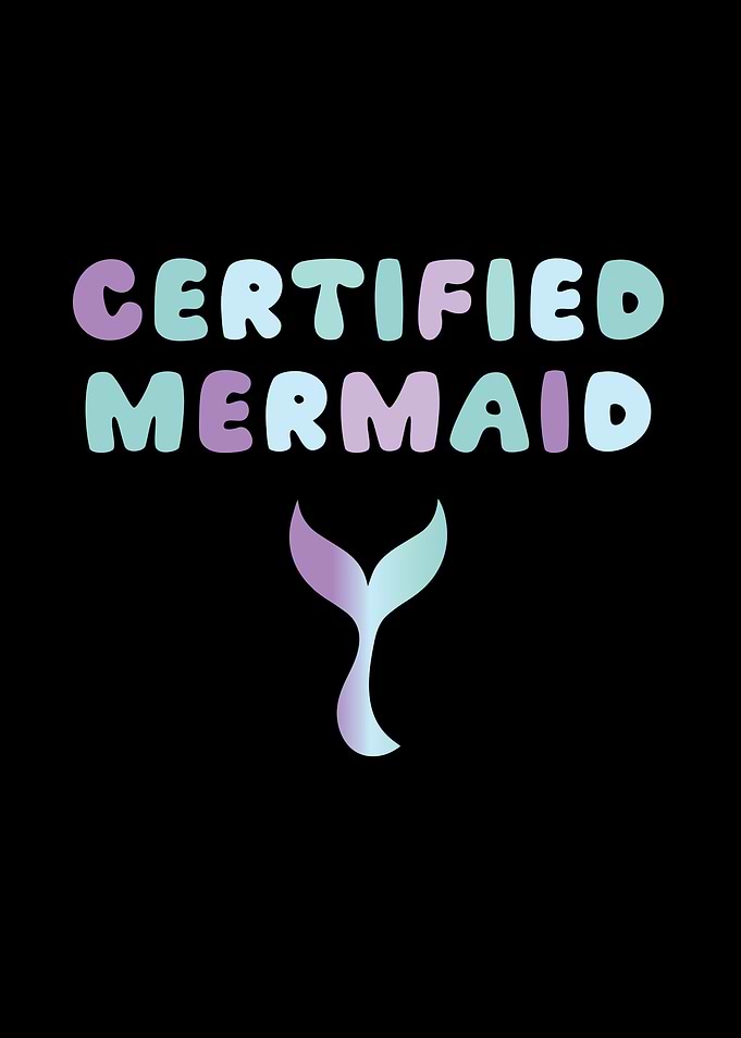 Certified Mermaid Text with Tail Icon