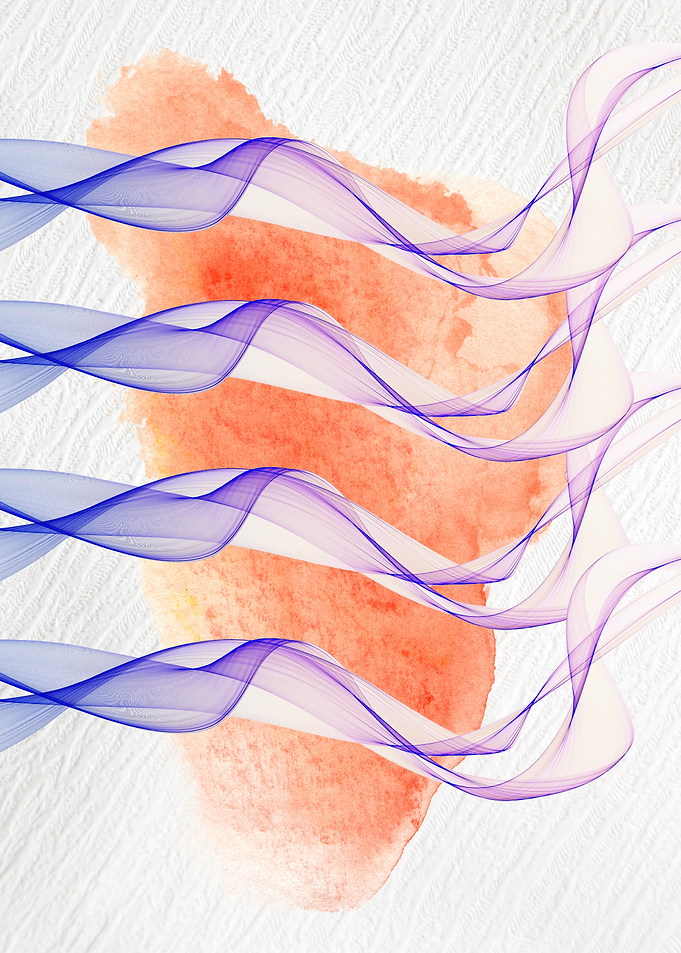 Abstract Watercolor with Flowing Blue Lines