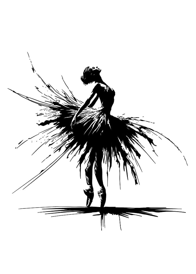 Ballerina in Black and White Silhouette