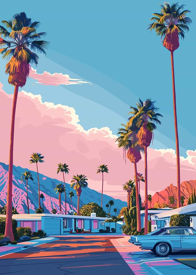 Palm Springs Landscape with Car