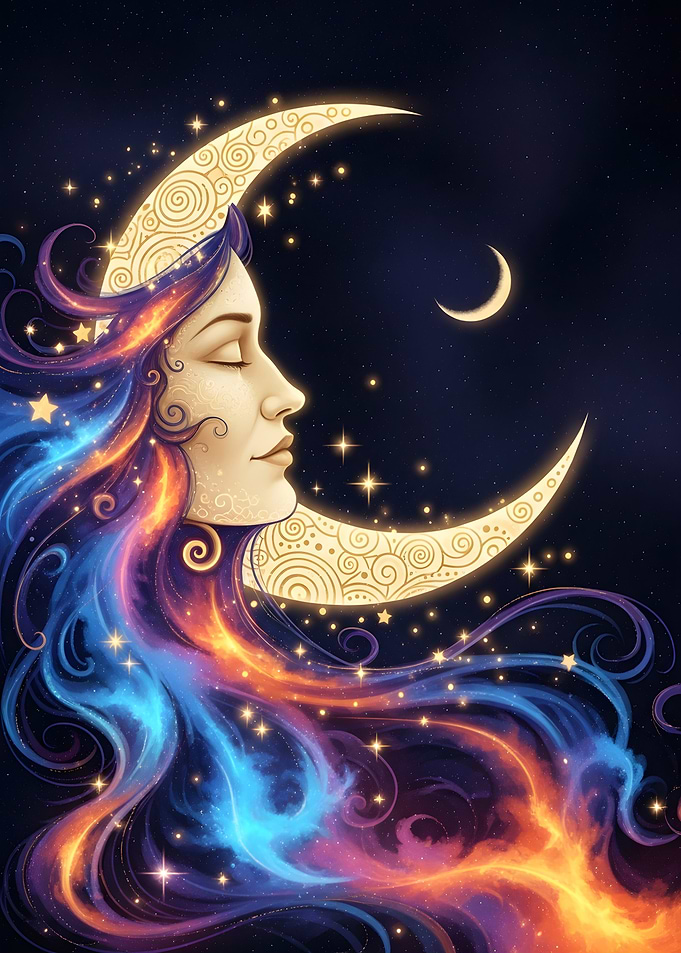 Celestial Woman with Moon and Stars
