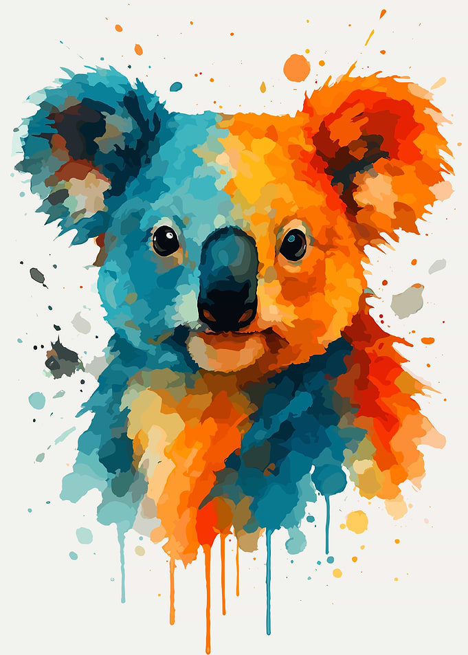 Colorful Koala Watercolor Portrait