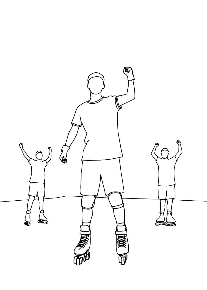 Roller Skating Minimalist Line Art