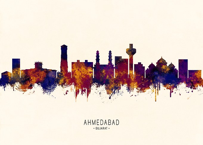 Ahmedabad Skyline Watercolor