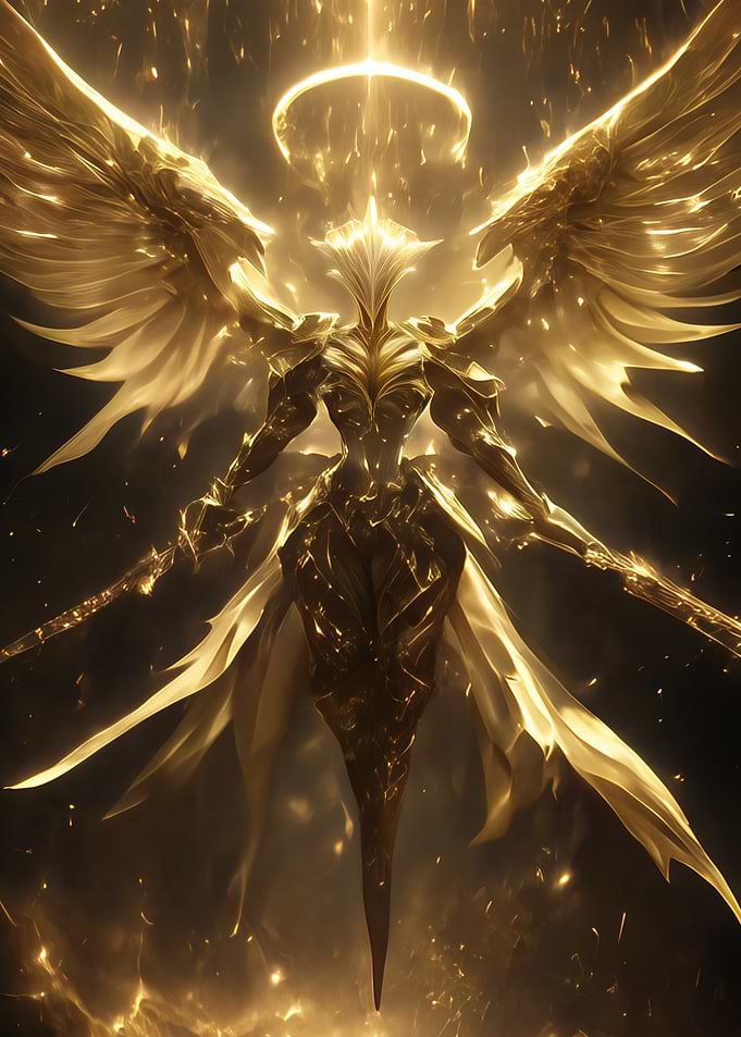 Golden Angelic Figure with Halo