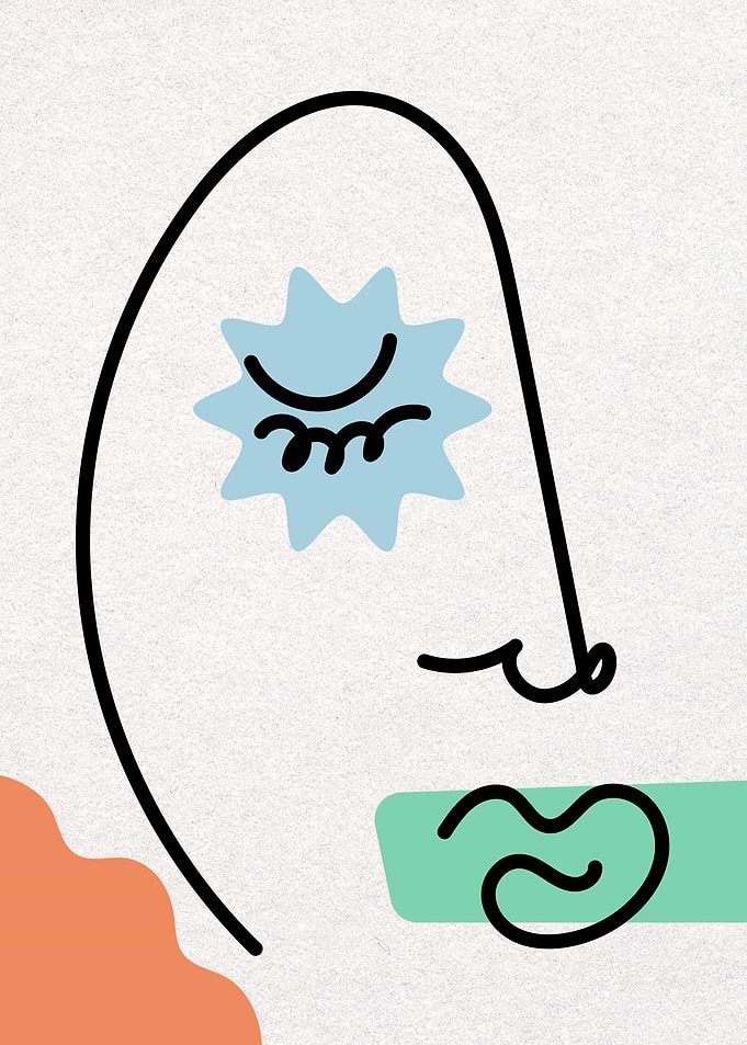 Abstract Face Line Art