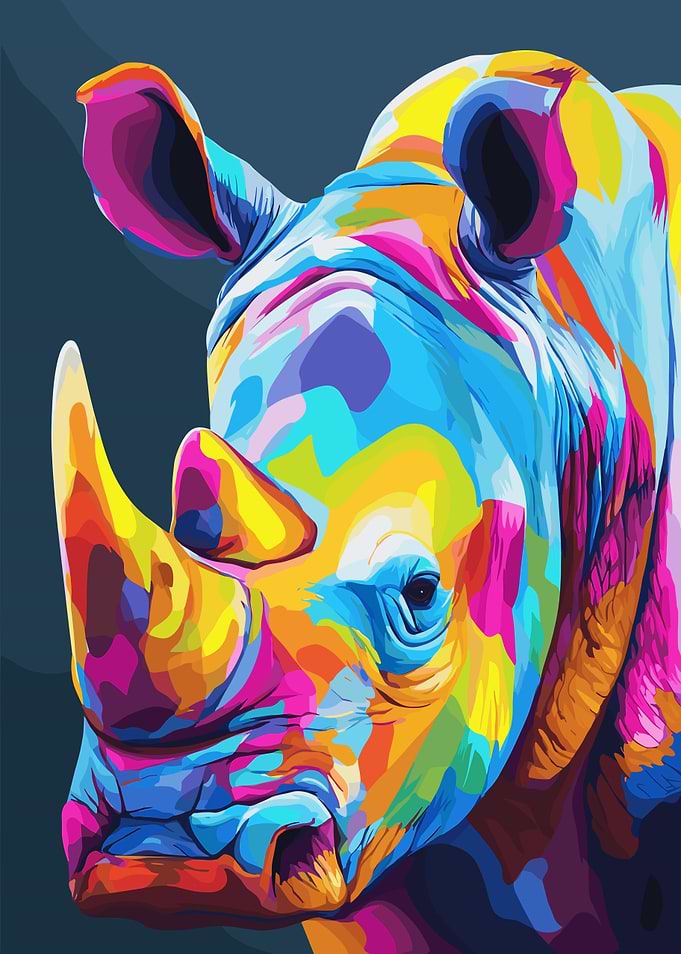 Colorful Rhino Portrait