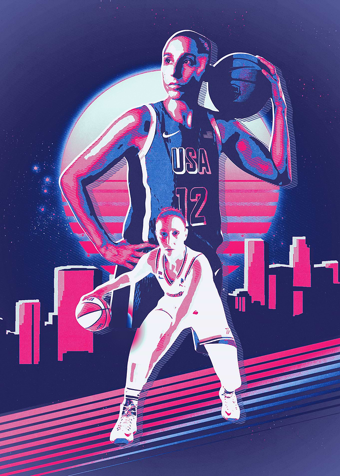 Diana Taurasi Basketball Retro Art