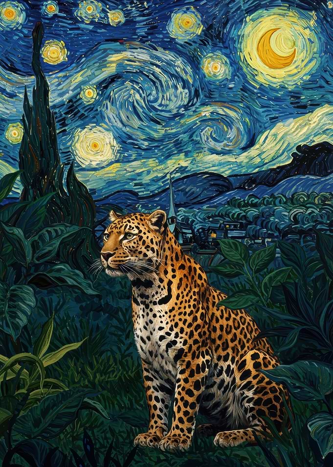 Leopard in Starry Night Style
