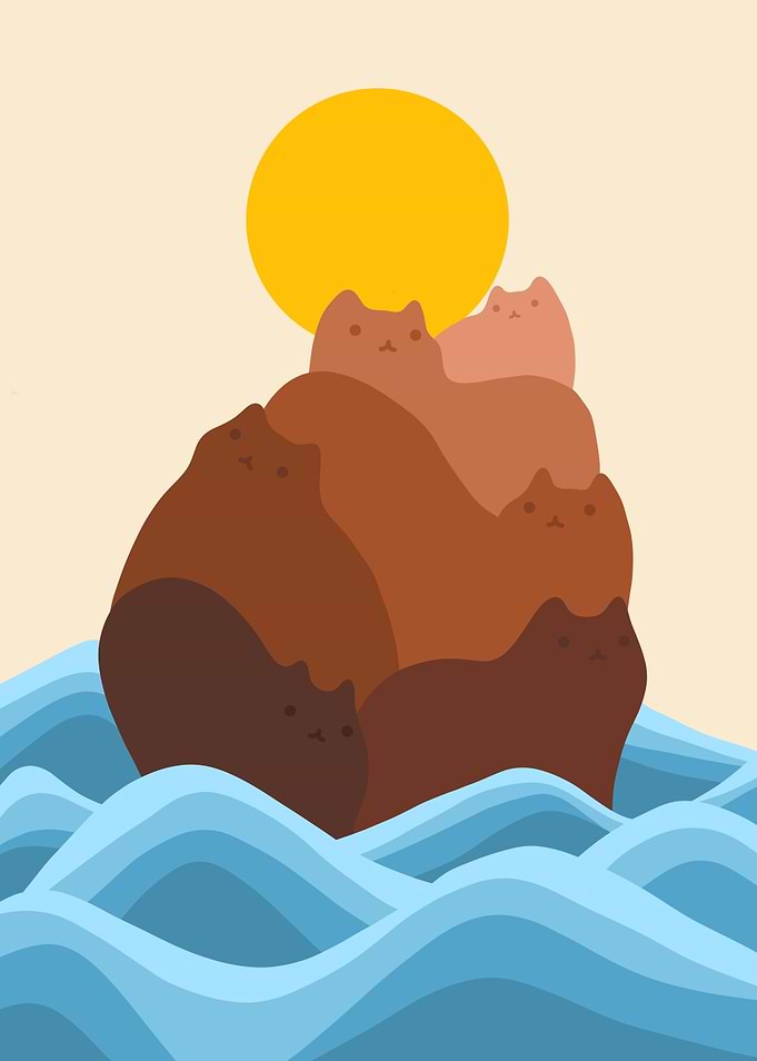 Cats Rock in the Sea