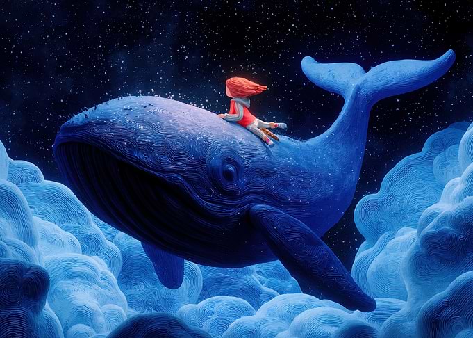Girl Whale Through Sky