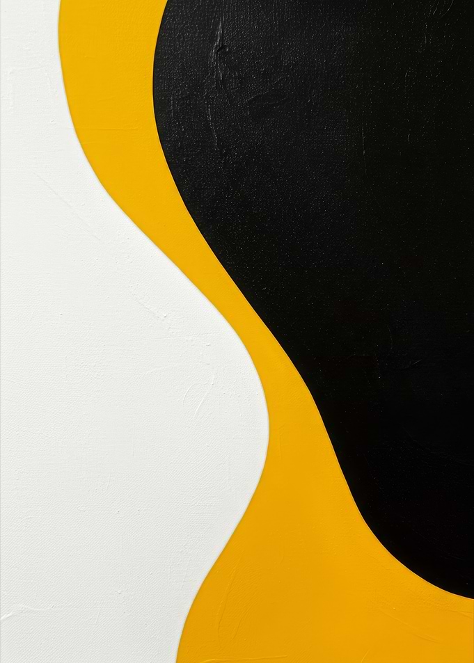 Abstract Black, Yellow, and White Painting