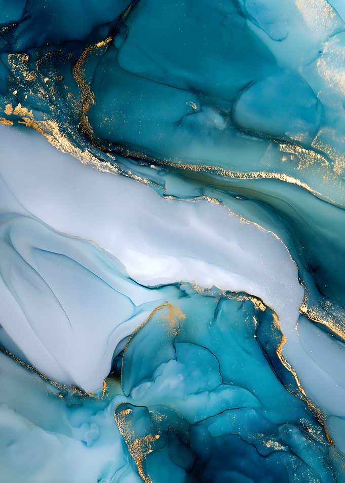 Abstract Blue and Gold Fluid Art