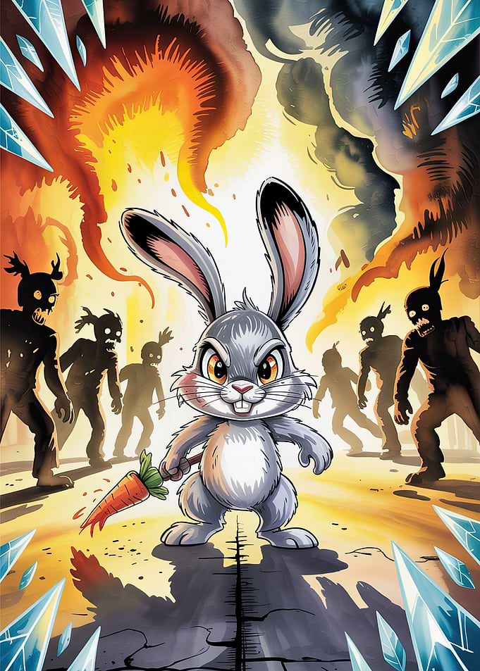 Angry Rabbit with Carrot Weapon