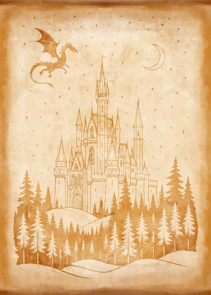 Fantasy Realms Parchment: Castle and Dragon