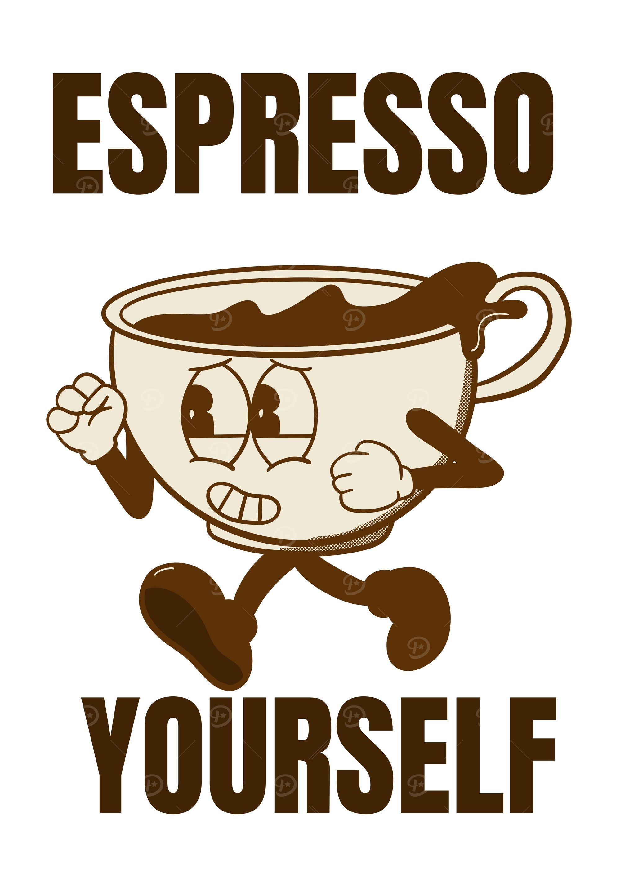 Espresso Yourself Cartoon Coffee Cup