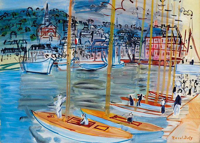 Raoul Dufy Harbor Scene Painting