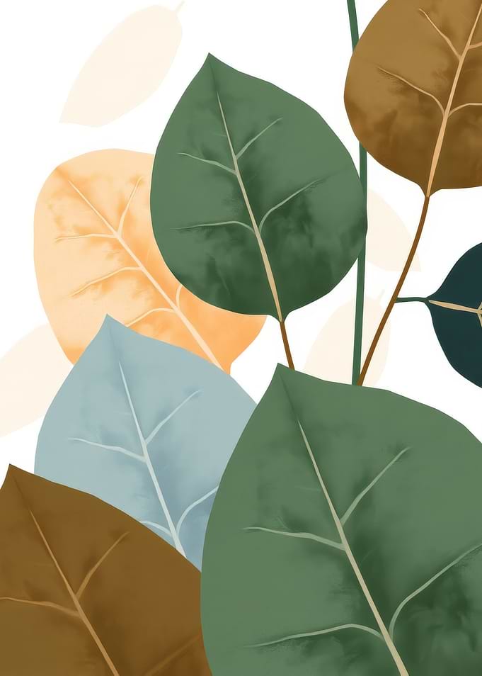 Colorful Leaf Illustration on White Background