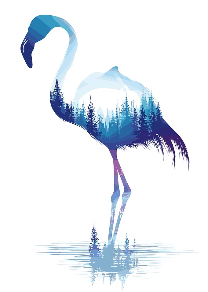 Flamingo Forest Silhouette