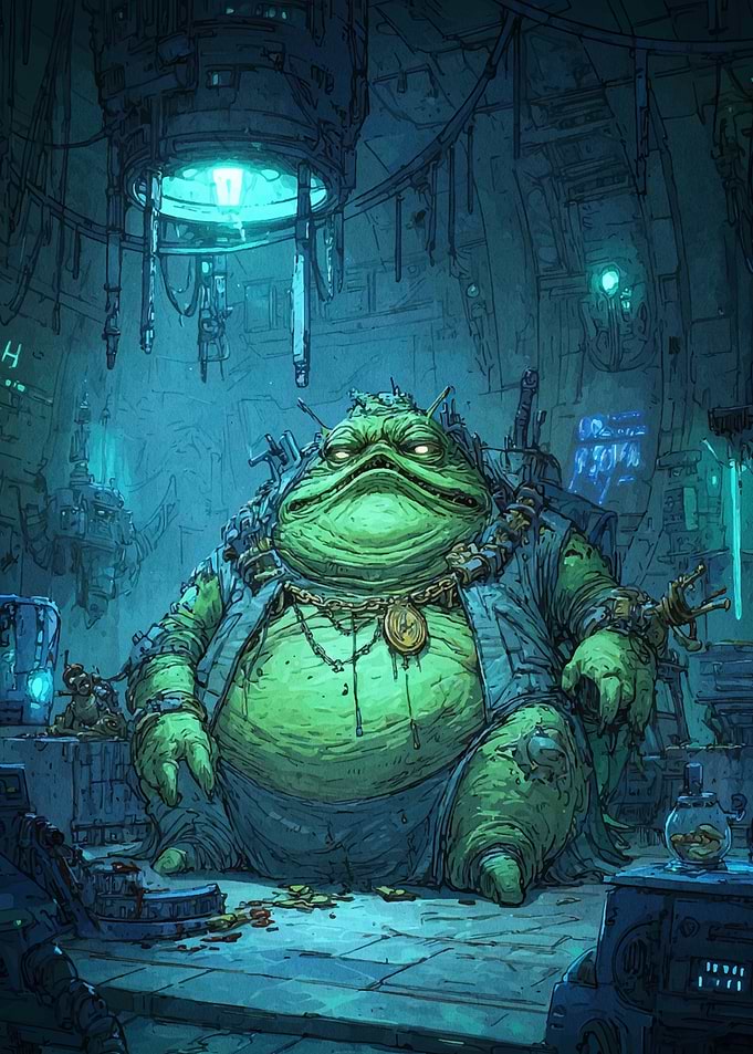Jabba-like Alien in Sci-Fi Setting